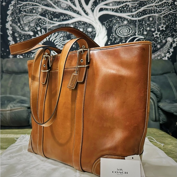 Vintage Coach soho shoulder bag Brown Leather Tote Bag message bag - Picture 14 of 17